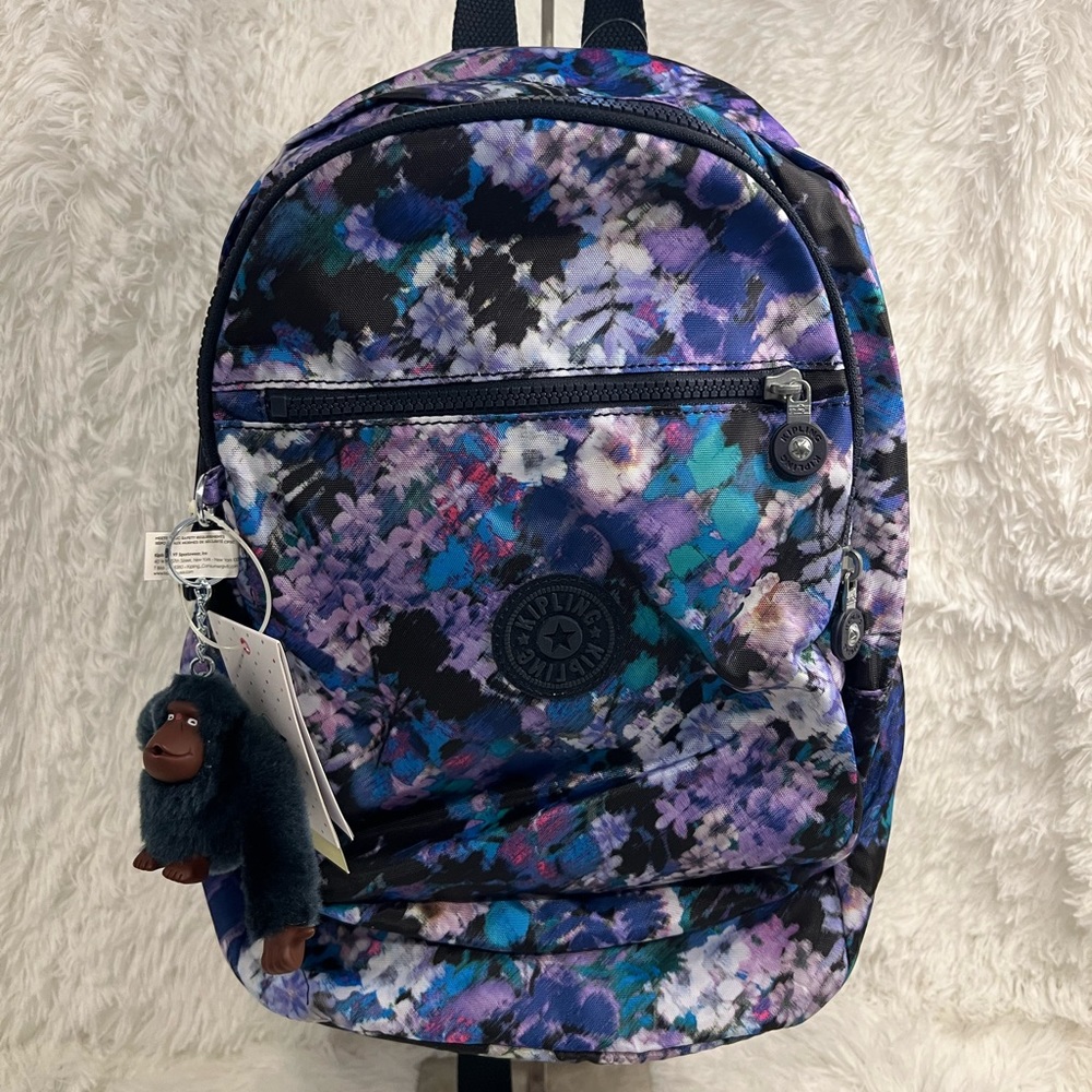 Kipling Challenger Book Bag Backpack Fall Flowers NWT